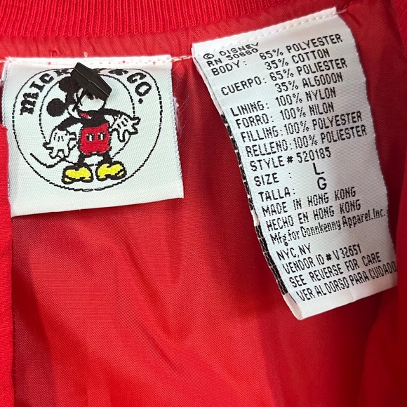 VTG Mickey & Co Red Disney Mickey Mouse Sequin Bomber Youth Jacket Size L - Picture 7 of 7